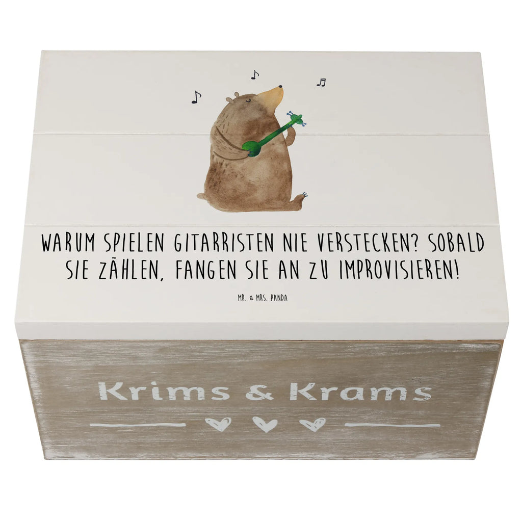 Wooden chest Warum spielen Gitarristen nie Verstecken? Sobald sie zählen, fangen sie an zu improvisieren! Schatulle, Erinnerungskiste, Geschenkbox, Erinnerungsbox, XXL, Dekokiste, Schatzkiste, Holzkiste, Geschenkdose, Aufbewahrungsbox, Kiste, Truhe, Instrumente, Geschenke Musiker, Musikliebhaber