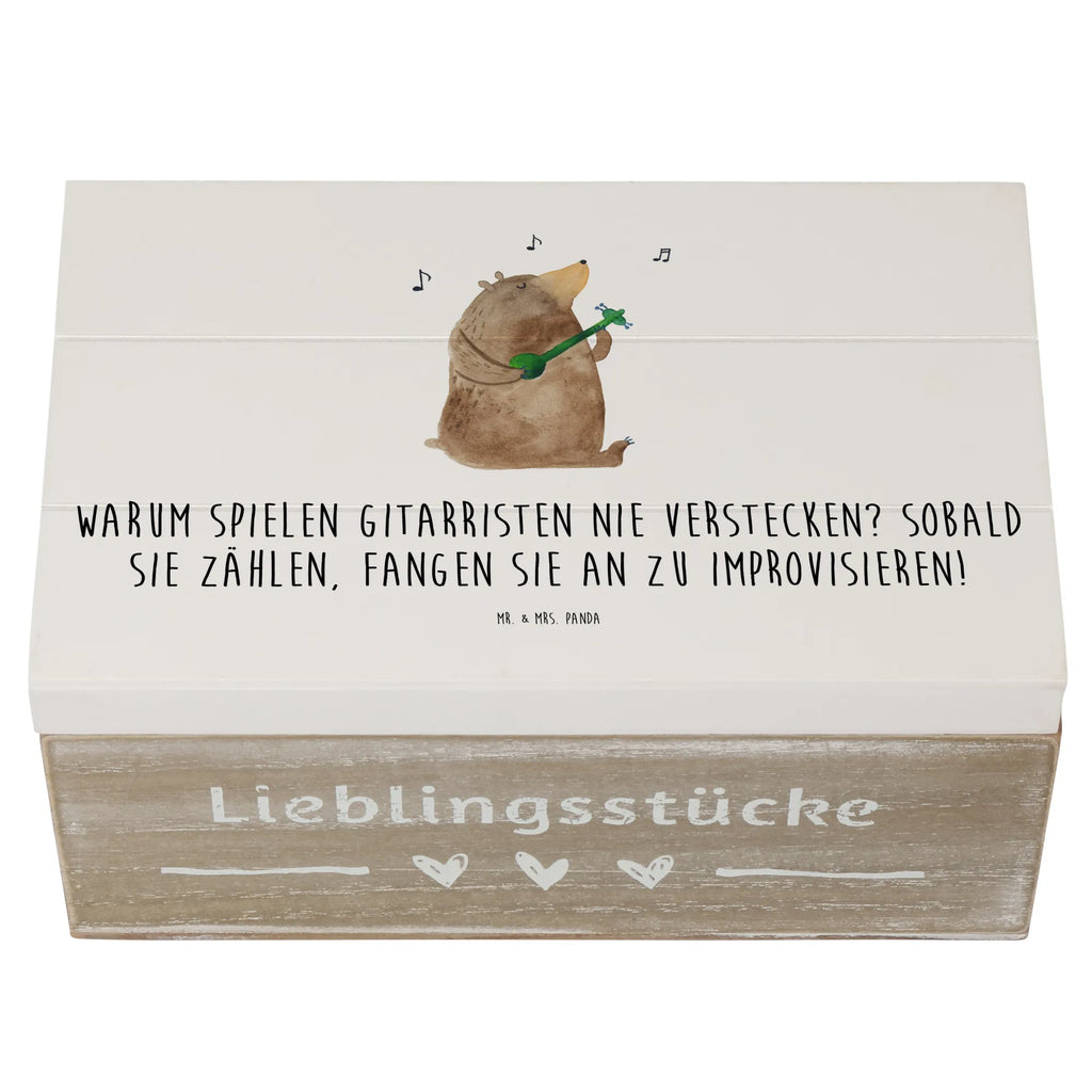 Wooden chest Warum spielen Gitarristen nie Verstecken? Sobald sie zählen, fangen sie an zu improvisieren! Schatulle, Erinnerungskiste, Geschenkbox, Erinnerungsbox, XXL, Dekokiste, Schatzkiste, Holzkiste, Geschenkdose, Aufbewahrungsbox, Kiste, Truhe, Instrumente, Geschenke Musiker, Musikliebhaber