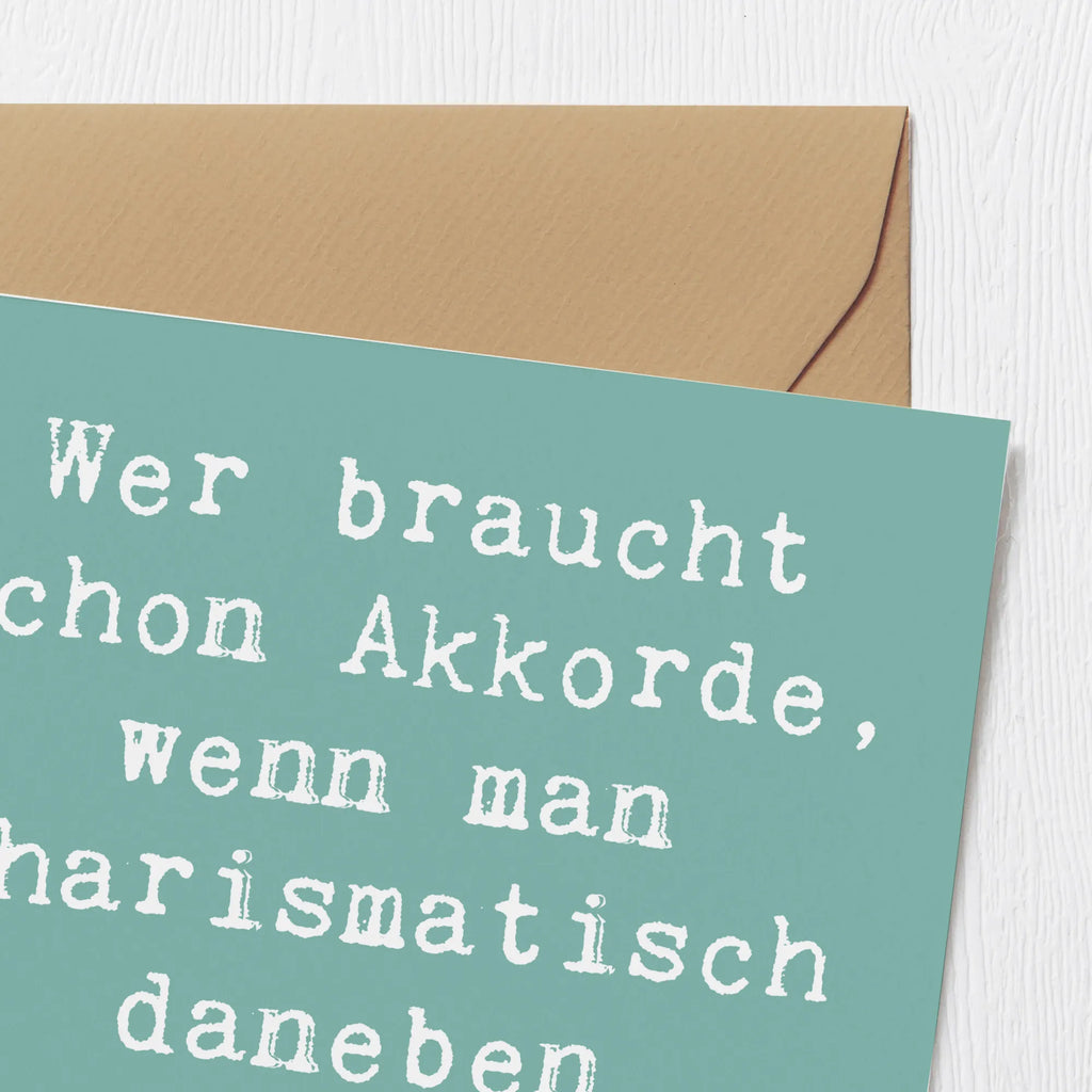Deluxe Card Saying Wer braucht schon Akkorde, wenn man charismatisch daneben schrammeln kann? Glückwunschkarte, Grußkarte, Klappkarte, Hochzeitskarte, Hochwertige Grußkarte, Hochwertige Klappkarte, Karte, Geburtstagskarte, Einladungskarte, Instrumente, Geschenke Musiker, Musikliebhaber