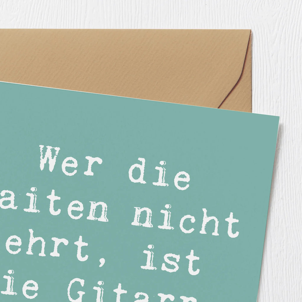 Deluxe Card Saying Wer die Saiten nicht ehrt, ist die Gitarre nicht wert! Klappkarte, Einladungskarte, Hochzeitskarte, Geburtstagskarte, Karte, Hochwertige Klappkarte, Glückwunschkarte, Grußkarte, Hochwertige Grußkarte, Instrumente, Geschenke Musiker, Musikliebhaber