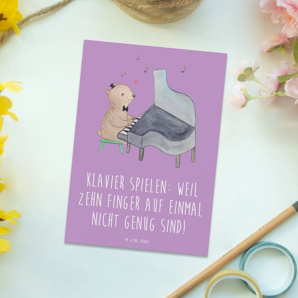 Postcard Klavier spielen: Weil zehn Finger auf einmal nicht genug sind! Karte, Postkarte, Einladung, Geschenkkarte, Geburtstagskarte, Grußkarte, Ansichtskarte, Ansichtskarten, Einladungskarte, Einladung Geburtstag, Dankeskarte, Einladungskarten Geburtstag, Instrumente, Geschenke Musiker, Musikliebhaber