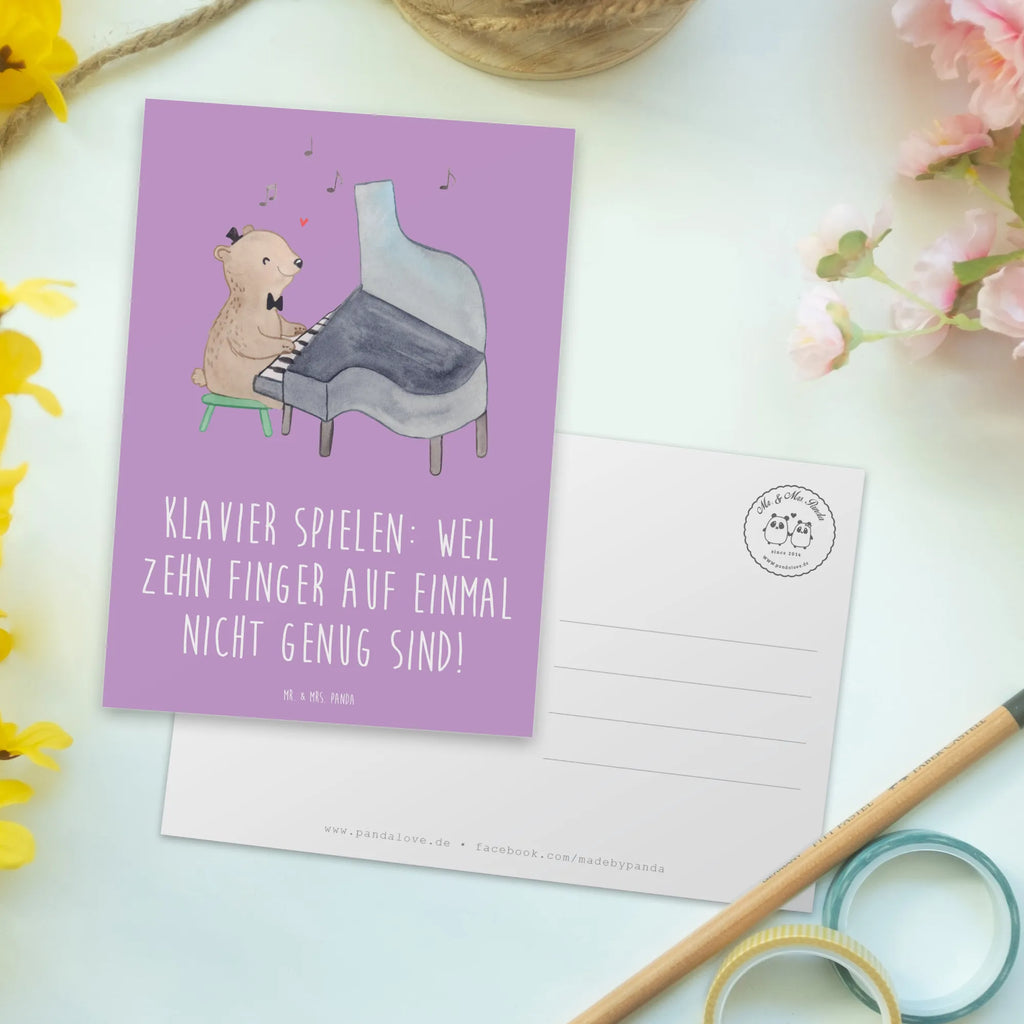 Postcard Klavier spielen: Weil zehn Finger auf einmal nicht genug sind! Karte, Postkarte, Einladung, Geschenkkarte, Geburtstagskarte, Grußkarte, Ansichtskarte, Ansichtskarten, Einladungskarte, Einladung Geburtstag, Dankeskarte, Einladungskarten Geburtstag, Instrumente, Geschenke Musiker, Musikliebhaber