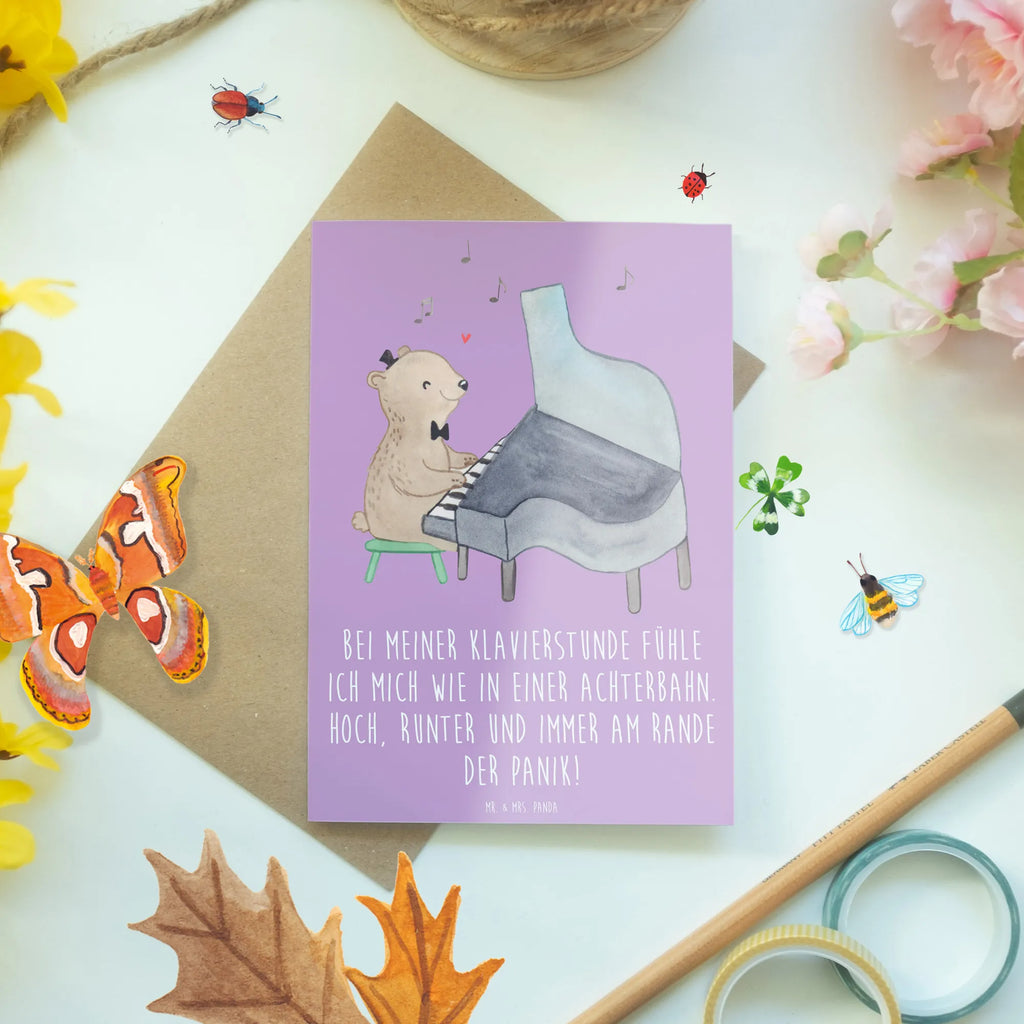 Greetings card Bei meiner Klavierstunde fühle ich mich wie in einer Achterbahn. Hoch, runter und immer am Rande der Panik! Geburtstagskarte, Klappkarte, Ansichtskarten, Glückwunschkarte, Einladungskarte, Grußkarte, Hochzeitskarte, Karte, Instrumente, Geschenke Musiker, Musikliebhaber
