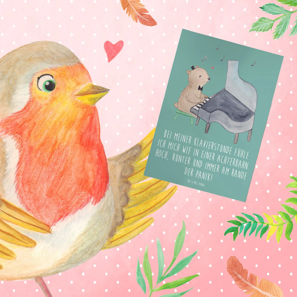 Greetings card Bei meiner Klavierstunde fühle ich mich wie in einer Achterbahn. Hoch, runter und immer am Rande der Panik! Geburtstagskarte, Klappkarte, Ansichtskarten, Glückwunschkarte, Einladungskarte, Grußkarte, Hochzeitskarte, Karte, Instrumente, Geschenke Musiker, Musikliebhaber