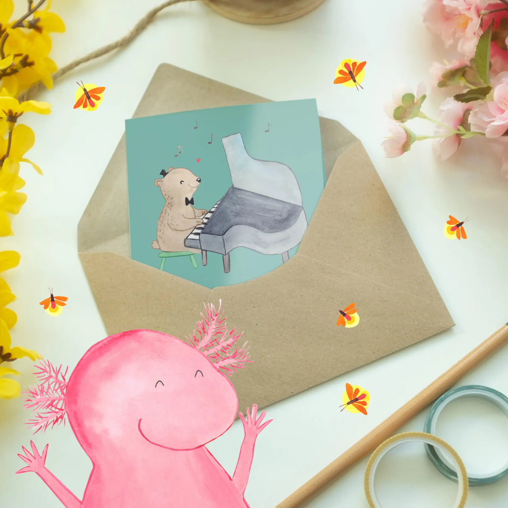 Greetings card Klaviere: Staubfänger mit schwarz-weißen Tasten. Ansichtskarten, Grußkarte, Glückwunschkarte, Klappkarte, Geburtstagskarte, Hochzeitskarte, Karte, Einladungskarte, Instrumente, Geschenke Musiker, Musikliebhaber