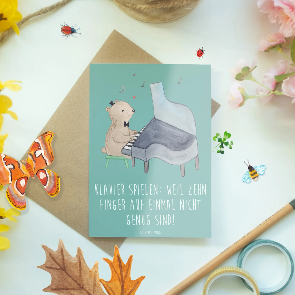 Greetings card Klavier spielen: Weil zehn Finger auf einmal nicht genug sind! Ansichtskarten, Karte, Hochzeitskarte, Geburtstagskarte, Klappkarte, Grußkarte, Glückwunschkarte, Einladungskarte, Instrumente, Geschenke Musiker, Musikliebhaber