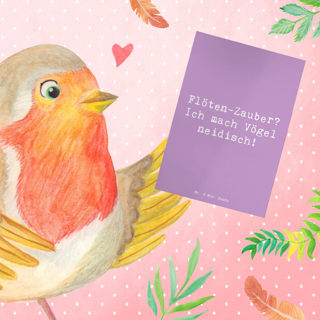 Greetings card Saying Flöten-Zauber? Ich mach Vögel neidisch! Klappkarte, Einladungskarte, Karte, Grußkarte, Geburtstagskarte, Glückwunschkarte, Hochzeitskarte, Ansichtskarten, Instrumente, Geschenke Musiker, Musikliebhaber