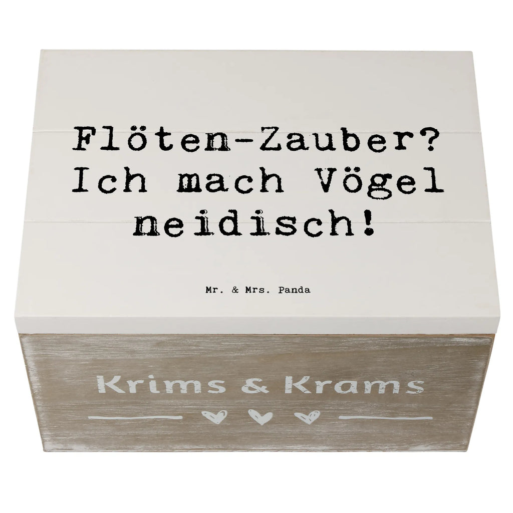 Wooden chest Saying Flöten-Zauber? Ich mach Vögel neidisch! Schatulle, Truhe, Aufbewahrungsbox, Geschenkbox, Erinnerungsbox, Kiste, Erinnerungskiste, Geschenkdose, Schatzkiste, Holzkiste, XXL, Dekokiste, Instrumente, Geschenke Musiker, Musikliebhaber