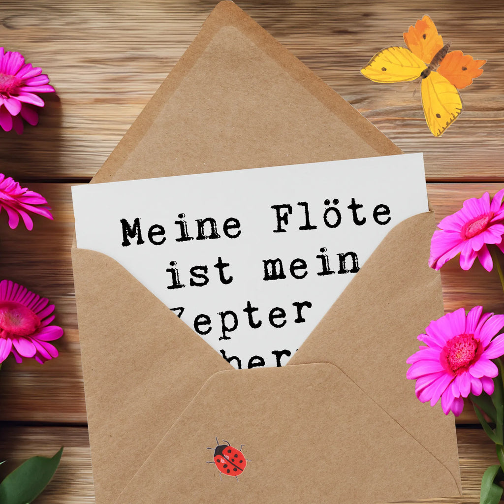 Deluxe Card Saying Meine Flöte ist mein Zepter - ich herrsche über die Melodien! Glückwunschkarte, Einladungskarte, Hochwertige Klappkarte, Klappkarte, Karte, Hochzeitskarte, Geburtstagskarte, Grußkarte, Hochwertige Grußkarte, Instrumente, Geschenke Musiker, Musikliebhaber
