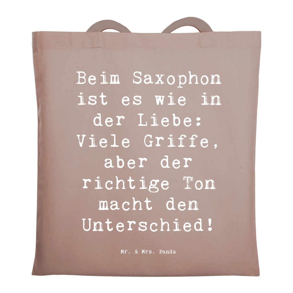 Tote bag Saying Beim Saxophon ist es wie in der Liebe: Viele Griffe, aber der richtige Ton macht den Unterschied! Shopper, Einkaufstasche, Umhängetasche, Einkaufstüte, Schultertasche, Stofftasche, Badetasche, Tasche, Beuteltasche, Jutebeutel, Beutel, Strandtasche, Stoffbeutel, Laptoptasche, Tragetasche, Jutetasche, Instrumente, Geschenke Musiker, Musikliebhaber