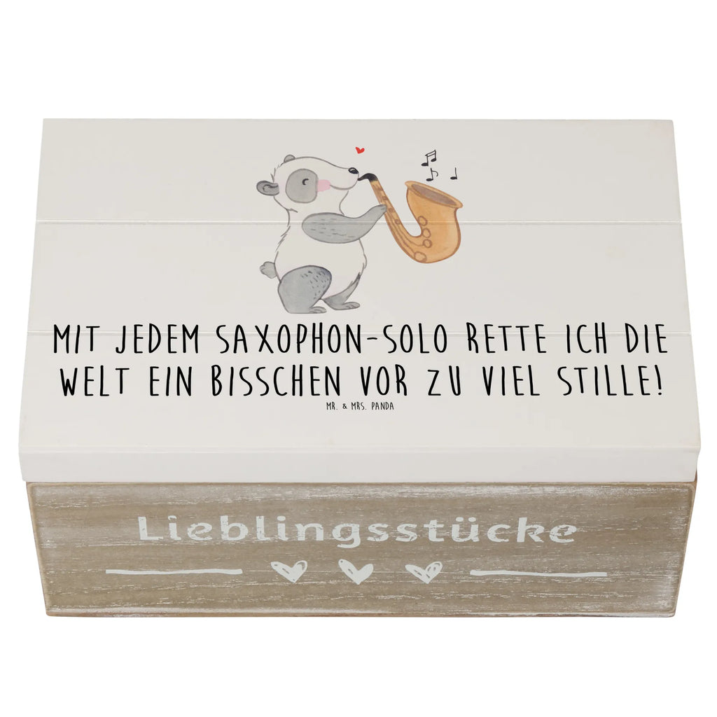 Wooden chest Mit jedem Saxophon-Solo rette ich die Welt ein bisschen vor zu viel Stille! Kiste, Aufbewahrungsbox, XXL, Truhe, Schatzkiste, Geschenkdose, Holzkiste, Geschenkbox, Schatulle, Erinnerungsbox, Erinnerungskiste, Dekokiste, Instrumente, Geschenke Musiker, Musikliebhaber