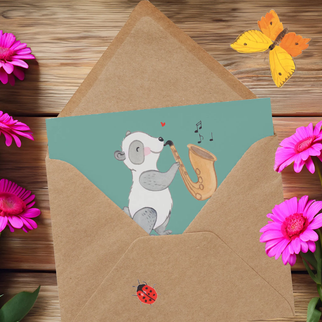 Deluxe Card Wer auf dem Saxophon spielen will, muss nicht nur Töne treffen, sondern auch den Nachbarn. Karte, Klappkarte, Hochwertige Klappkarte, Geburtstagskarte, Hochzeitskarte, Grußkarte, Einladungskarte, Glückwunschkarte, Hochwertige Grußkarte, Instrumente, Geschenke Musiker, Musikliebhaber