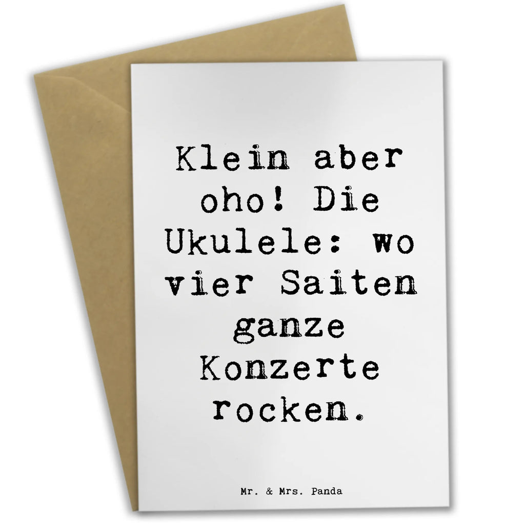 Greetings card Saying Klein aber oho! Die Ukulele: wo vier Saiten ganze Konzerte rocken. Einladungskarte, Karte, Glückwunschkarte, Klappkarte, Grußkarte, Ansichtskarten, Hochzeitskarte, Geburtstagskarte, Instrumente, Geschenke Musiker, Musikliebhaber