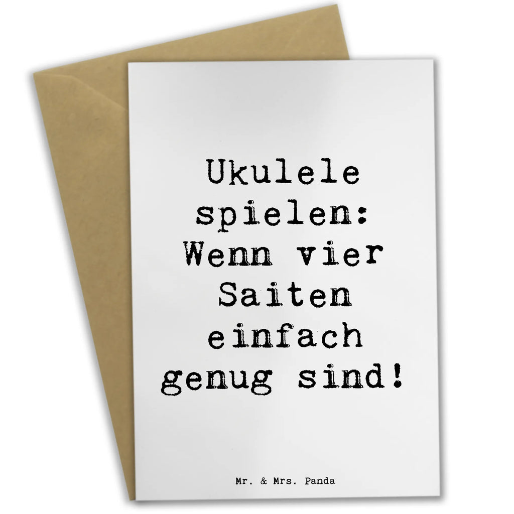 Greetings card Saying Ukulele spielen: Wenn vier Saiten einfach genug sind! Hochzeitskarte, Glückwunschkarte, Grußkarte, Ansichtskarten, Geburtstagskarte, Einladungskarte, Klappkarte, Karte, Instrumente, Geschenke Musiker, Musikliebhaber