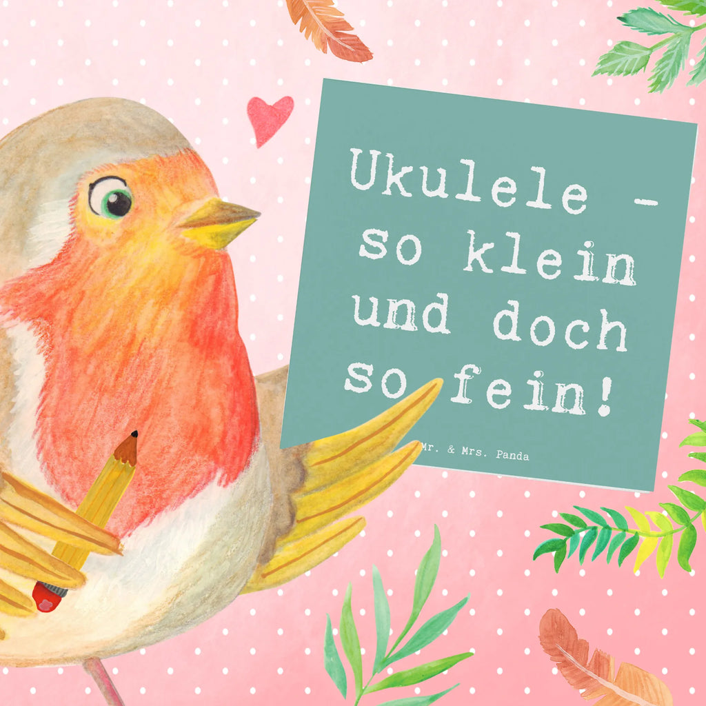 Deluxe Card Saying Ukulele - so klein und doch so fein! Glückwunschkarte, Geburtstagskarte, Hochwertige Klappkarte, Einladungskarte, Grußkarte, Klappkarte, Hochzeitskarte, Karte, Hochwertige Grußkarte, Instrumente, Geschenke Musiker, Musikliebhaber