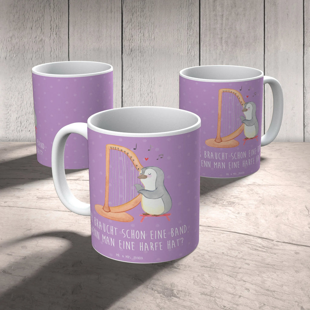 Mug Wer braucht schon eine Band, wenn man eine Harfe hat? Teetasse, Tasse, Tasse mit Motiven, Geschenktasse, Tasse mit Zitaten, Kaffeetasse, Keramiktasse, Bürotasse, Porzellantasse, Instrumente, Geschenke Musiker, Musikliebhaber