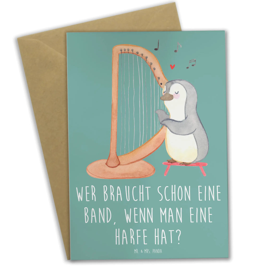 Grußkarte Wer braucht schon eine Band, wenn man eine Harfe hat? Einladungskarte, Hochzeitskarte, Ansichtskarten, Grußkarte, Glückwunschkarte, Geburtstagskarte, Karte, Klappkarte, Instrumente, Geschenke Musiker, Musikliebhaber