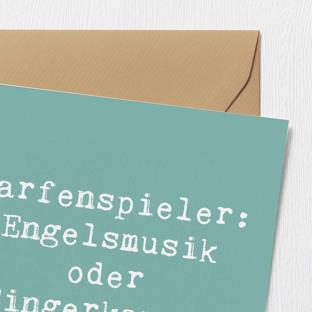 Deluxe Karte Spruch Harfe Melodien Hochwertige Grußkarte, Karte, Glückwunschkarte, Hochwertige Klappkarte, Klappkarte, Grußkarte, Hochzeitskarte, Geburtstagskarte, Einladungskarte, Instrumente, Geschenke Musiker, Musikliebhaber