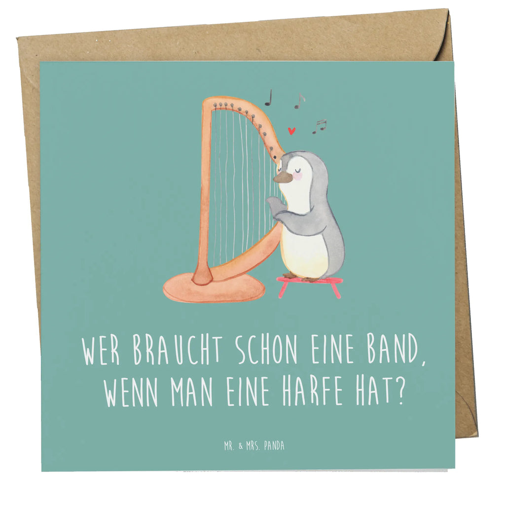 Deluxe Card Wer braucht schon eine Band, wenn man eine Harfe hat? Hochzeitskarte, Karte, Hochwertige Grußkarte, Hochwertige Klappkarte, Grußkarte, Glückwunschkarte, Geburtstagskarte, Einladungskarte, Klappkarte, Instrumente, Geschenke Musiker, Musikliebhaber