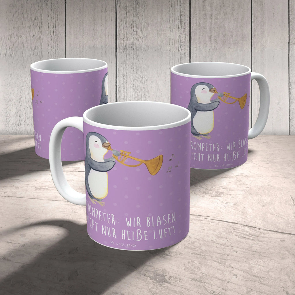 Mug Trompeter: Wir blasen nicht nur heiße Luft! Tasse mit Motiven, Keramiktasse, Tasse, Kaffeetasse, Geschenktasse, Porzellantasse, Bürotasse, Tasse mit Zitaten, Teetasse, Instrumente, Geschenke Musiker, Musikliebhaber
