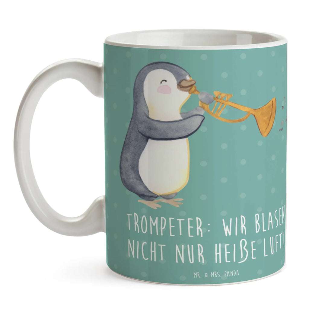 Mug Trompeter: Wir blasen nicht nur heiße Luft! Tasse mit Motiven, Keramiktasse, Tasse, Kaffeetasse, Geschenktasse, Porzellantasse, Bürotasse, Tasse mit Zitaten, Teetasse, Instrumente, Geschenke Musiker, Musikliebhaber