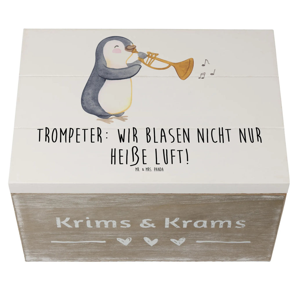 Wooden chest Trompeter: Wir blasen nicht nur heiße Luft! Schatulle, Truhe, Holzkiste, Aufbewahrungsbox, Schatzkiste, Erinnerungsbox, Dekokiste, Kiste, XXL, Geschenkbox, Geschenkdose, Erinnerungskiste, Instrumente, Geschenke Musiker, Musikliebhaber