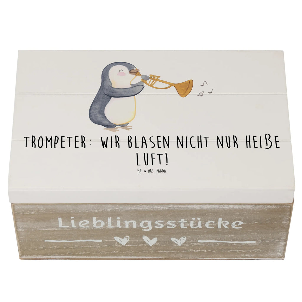 Wooden chest Trompeter: Wir blasen nicht nur heiße Luft! Schatulle, Truhe, Holzkiste, Aufbewahrungsbox, Schatzkiste, Erinnerungsbox, Dekokiste, Kiste, XXL, Geschenkbox, Geschenkdose, Erinnerungskiste, Instrumente, Geschenke Musiker, Musikliebhaber
