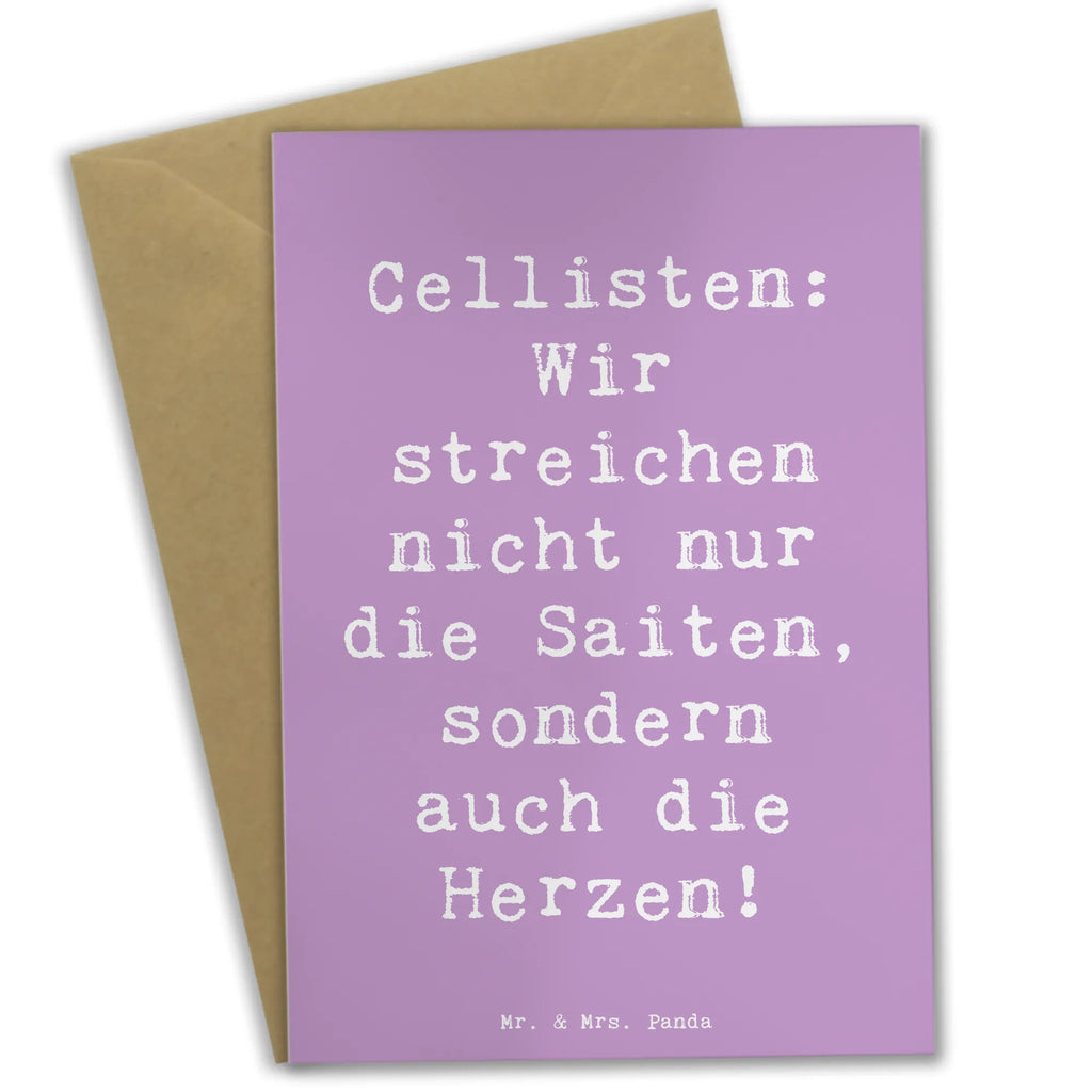 Greetings card Saying Cellisten: Wir streichen nicht nur die Saiten, sondern auch die Herzen! Grußkarte, Klappkarte, Einladungskarte, Glückwunschkarte, Hochzeitskarte, Geburtstagskarte, Karte, Ansichtskarten, Instrumente, Geschenke Musiker, Musikliebhaber
