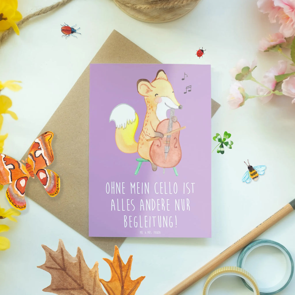 Greetings card Ohne mein Cello ist alles andere nur Begleitung! Karte, Glückwunschkarte, Geburtstagskarte, Grußkarte, Einladungskarte, Hochzeitskarte, Ansichtskarten, Klappkarte, Instrumente, Geschenke Musiker, Musikliebhaber