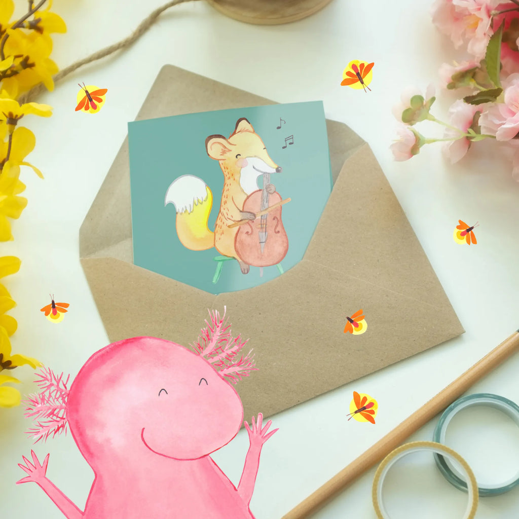 Greetings card Warum können Cellisten schlecht Verstecken spielen? Weil sie immer im Schlüsselmoment den Bogen verlieren! Ansichtskarten, Glückwunschkarte, Klappkarte, Karte, Hochzeitskarte, Grußkarte, Geburtstagskarte, Einladungskarte, Instrumente, Geschenke Musiker, Musikliebhaber