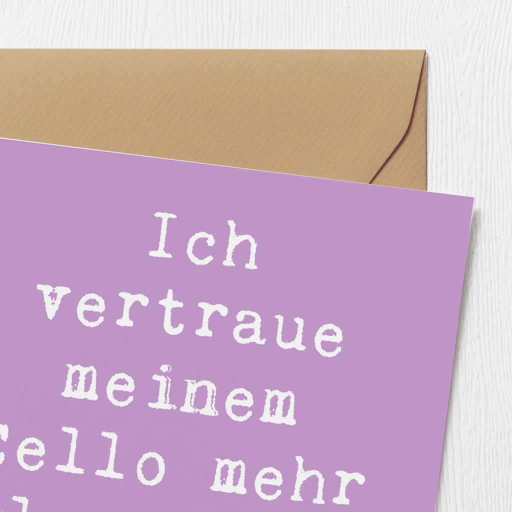 Deluxe Card Saying Ich vertraue meinem Cello mehr als meinem Wecker! Einladungskarte, Hochwertige Klappkarte, Geburtstagskarte, Glückwunschkarte, Hochwertige Grußkarte, Grußkarte, Hochzeitskarte, Karte, Klappkarte, Instrumente, Geschenke Musiker, Musikliebhaber