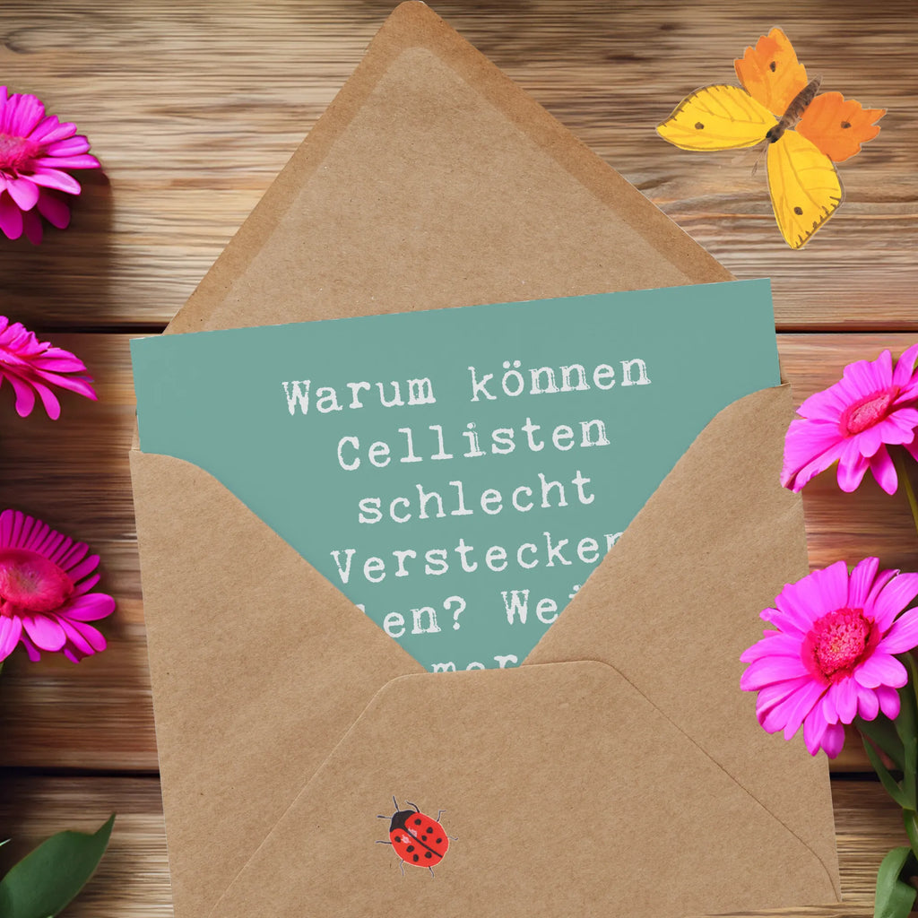 Deluxe Karte Spruch Cello Schlüsselmoment Geburtstagskarte, Hochwertige Klappkarte, Grußkarte, Karte, Klappkarte, Hochzeitskarte, Glückwunschkarte, Hochwertige Grußkarte, Einladungskarte, Instrumente, Geschenke Musiker, Musikliebhaber