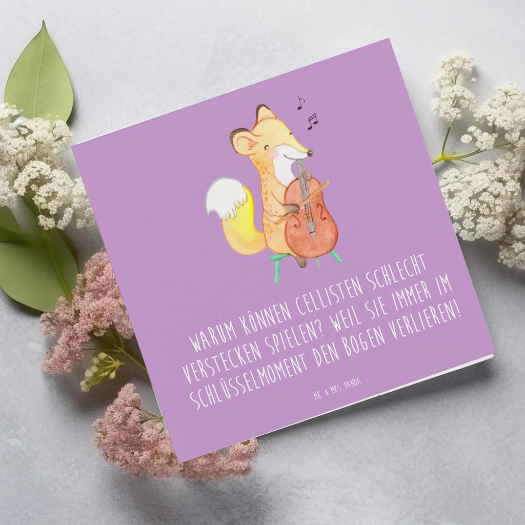 Deluxe Card Warum können Cellisten schlecht Verstecken spielen? Weil sie immer im Schlüsselmoment den Bogen verlieren! Klappkarte, Hochwertige Grußkarte, Glückwunschkarte, Grußkarte, Hochzeitskarte, Einladungskarte, Karte, Geburtstagskarte, Hochwertige Klappkarte, Instrumente, Geschenke Musiker, Musikliebhaber