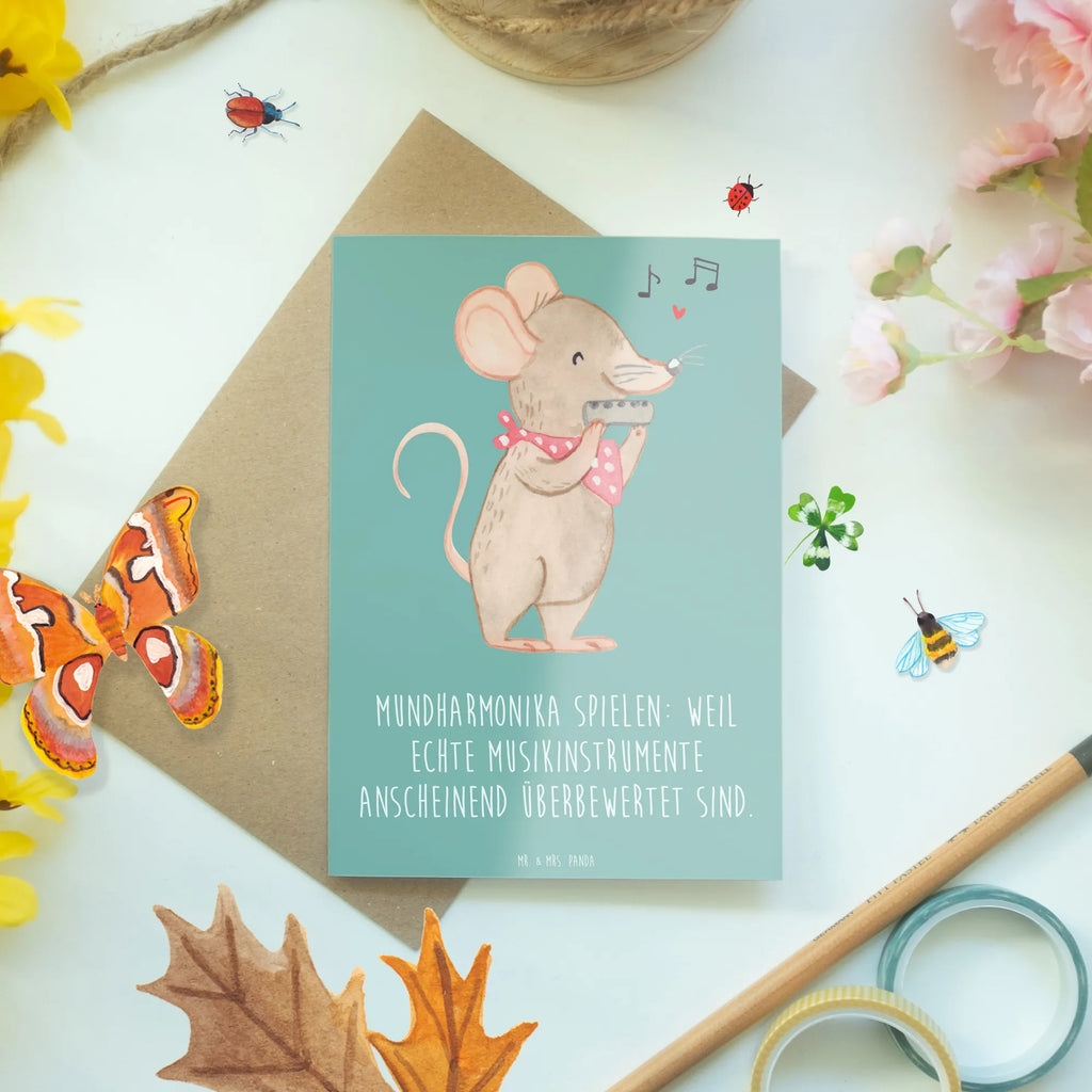 Greetings card Mundharmonika spielen: Weil echte Musikinstrumente anscheinend überbewertet sind. Klappkarte, Hochzeitskarte, Grußkarte, Glückwunschkarte, Geburtstagskarte, Karte, Einladungskarte, Ansichtskarten, Instrumente, Geschenke Musiker, Musikliebhaber