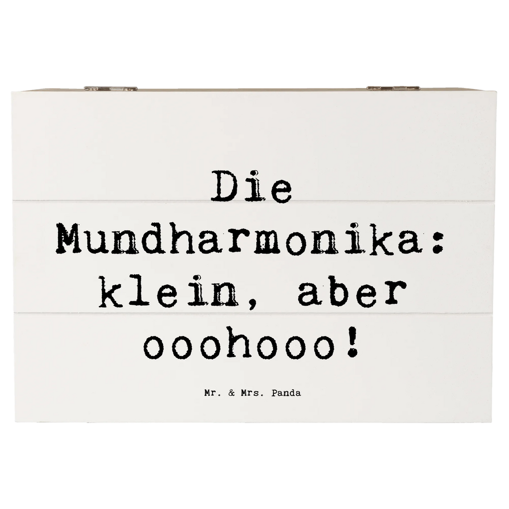 Wooden chest Saying Die Mundharmonika: klein, aber ooohooo! Geschenkbox, Erinnerungsbox, Erinnerungskiste, Schatulle, Dekokiste, Geschenkdose, Kiste, Holzkiste, Truhe, XXL, Aufbewahrungsbox, Schatzkiste, Instrumente, Geschenke Musiker, Musikliebhaber