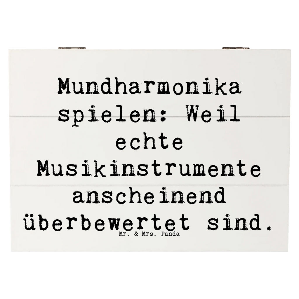 Holzkiste Spruch Mundharmonika spielen: Weil echte Musikinstrumente anscheinend überbewertet sind. Schatulle, Holzkiste, Erinnerungskiste, Erinnerungsbox, XXL, Truhe, Geschenkbox, Aufbewahrungsbox, Dekokiste, Geschenkdose, Schatzkiste, Kiste, Instrumente, Geschenke Musiker, Musikliebhaber