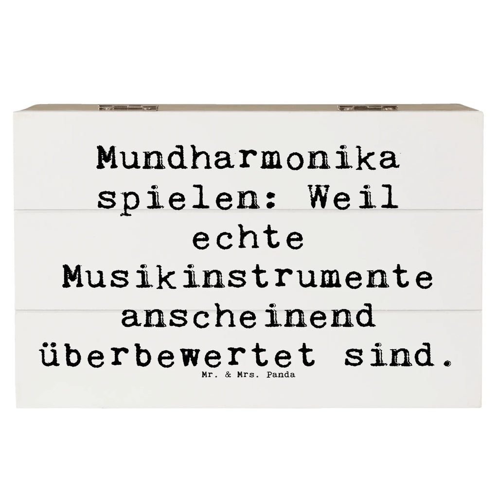 Holzkiste Spruch Mundharmonika spielen: Weil echte Musikinstrumente anscheinend überbewertet sind. Schatulle, Holzkiste, Erinnerungskiste, Erinnerungsbox, XXL, Truhe, Geschenkbox, Aufbewahrungsbox, Dekokiste, Geschenkdose, Schatzkiste, Kiste, Instrumente, Geschenke Musiker, Musikliebhaber