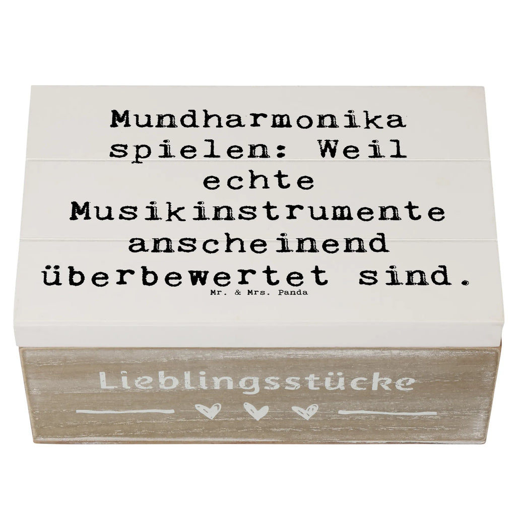 Holzkiste Spruch Mundharmonika spielen: Weil echte Musikinstrumente anscheinend überbewertet sind. Schatulle, Holzkiste, Erinnerungskiste, Erinnerungsbox, XXL, Truhe, Geschenkbox, Aufbewahrungsbox, Dekokiste, Geschenkdose, Schatzkiste, Kiste, Instrumente, Geschenke Musiker, Musikliebhaber
