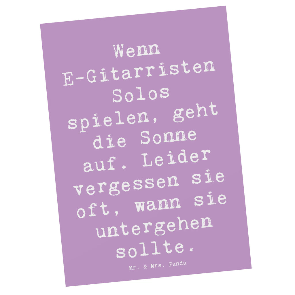 Pocztówka Powiedzenie Wenn E-Gitarristen Solos spielen, geht die Sonne auf. Leider vergessen sie oft, wann sie untergehen sollte. Postkarte, Grußkarte, Dankeskarte, Einladungskarte, Geburtstagskarte, Ansichtskarte, Geschenkkarte, Karte, Einladung Geburtstag, Ansichtskarten, Einladung, Einladungskarten Geburtstag, Instrumente, Geschenke Musiker, Musikliebhaber