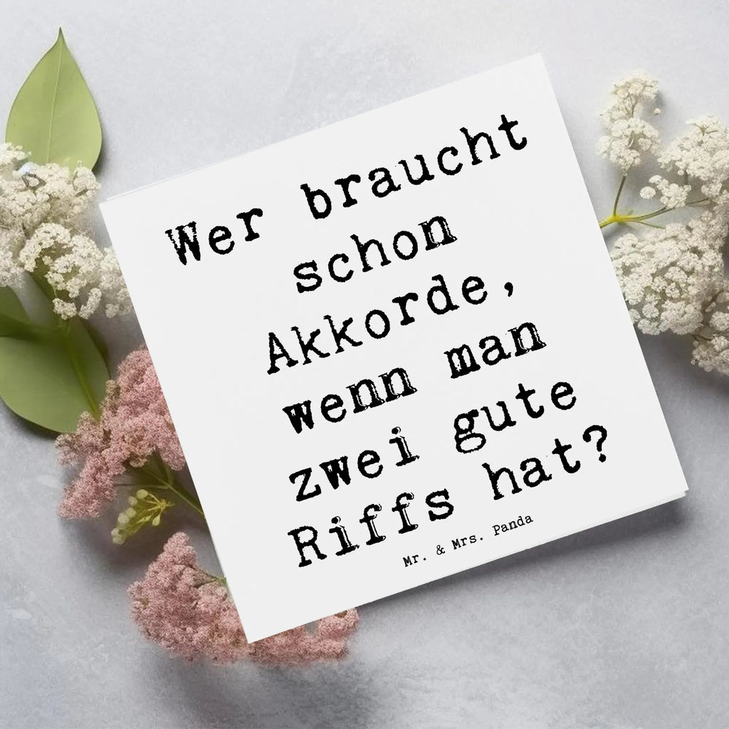Deluxe Card Saying Wer braucht schon Akkorde, wenn man zwei gute Riffs hat? Hochwertige Grußkarte, Klappkarte, Grußkarte, Karte, Einladungskarte, Glückwunschkarte, Hochwertige Klappkarte, Hochzeitskarte, Geburtstagskarte, Instrumente, Geschenke Musiker, Musikliebhaber