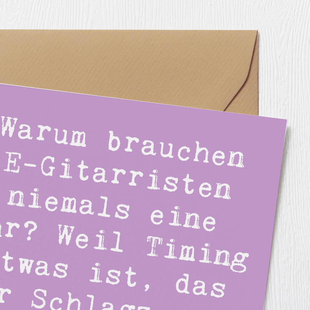 Deluxe Karte Spruch E-Gitarre Timing Glückwunschkarte, Geburtstagskarte, Hochzeitskarte, Klappkarte, Hochwertige Grußkarte, Karte, Hochwertige Klappkarte, Einladungskarte, Grußkarte, Instrumente, Geschenke Musiker, Musikliebhaber
