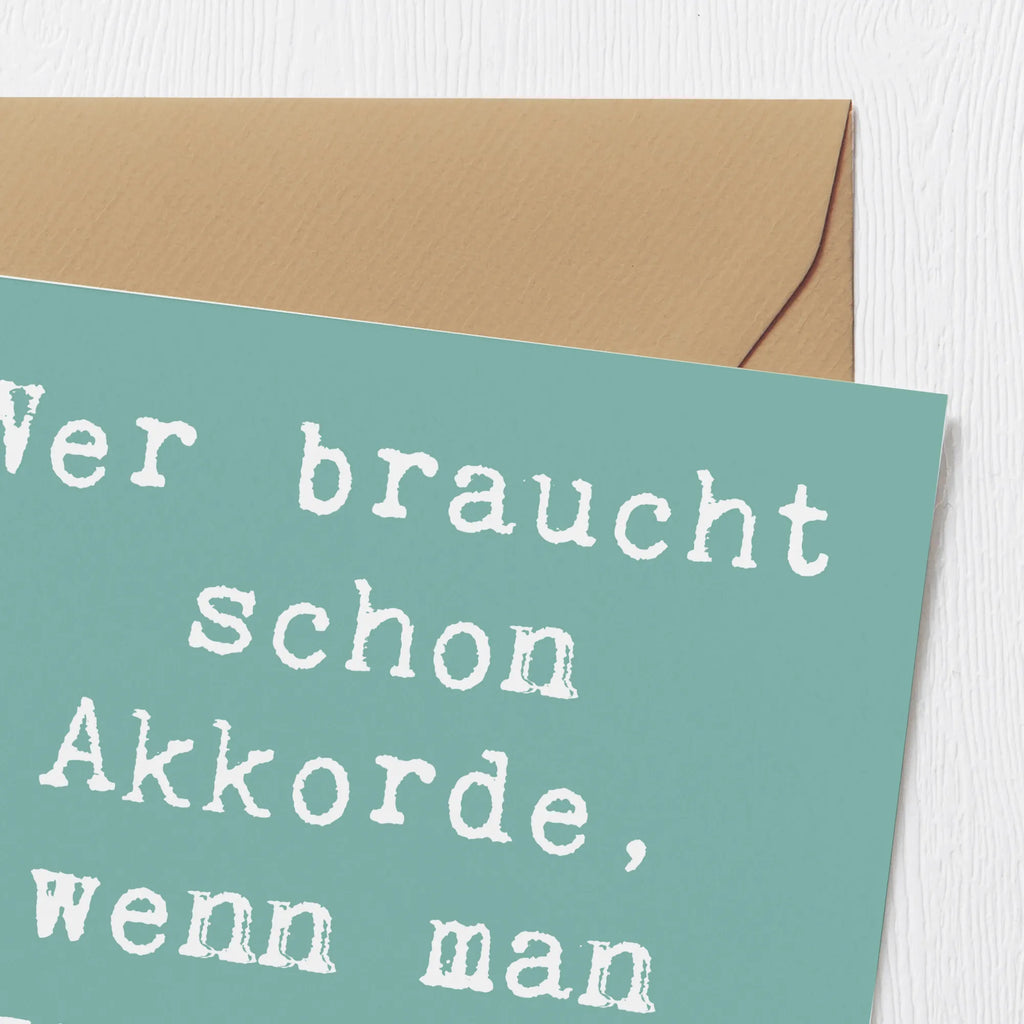 Deluxe Card Saying Wer braucht schon Akkorde, wenn man zwei gute Riffs hat? Hochwertige Grußkarte, Klappkarte, Grußkarte, Karte, Einladungskarte, Glückwunschkarte, Hochwertige Klappkarte, Hochzeitskarte, Geburtstagskarte, Instrumente, Geschenke Musiker, Musikliebhaber