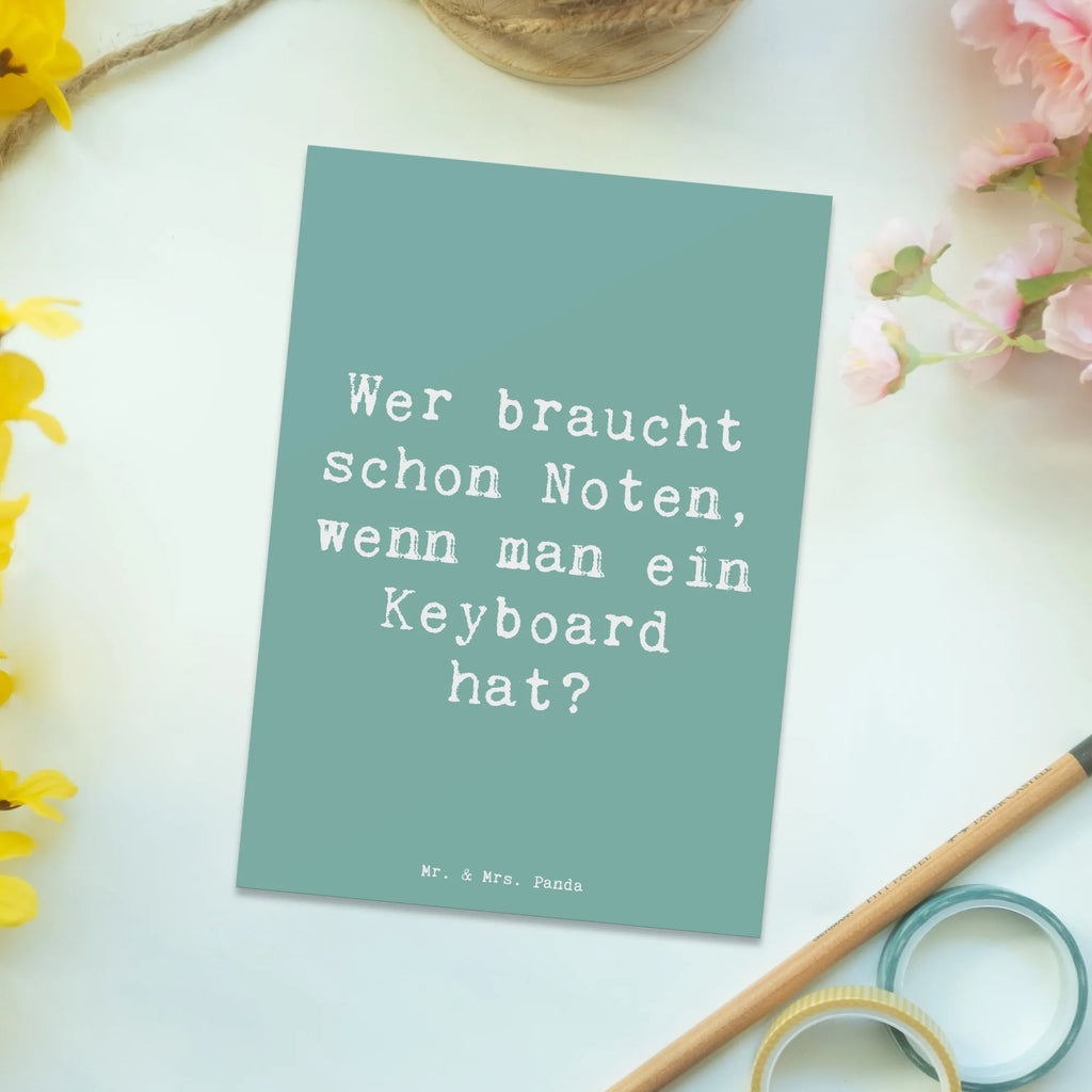 Postcard Saying Wer braucht schon Noten, wenn man ein Keyboard hat? Einladungskarte, Einladung, Grußkarte, Ansichtskarten, Ansichtskarte, Geschenkkarte, Karte, Einladungskarten Geburtstag, Geburtstagskarte, Postkarte, Einladung Geburtstag, Dankeskarte, Instrumente, Geschenke Musiker, Musikliebhaber
