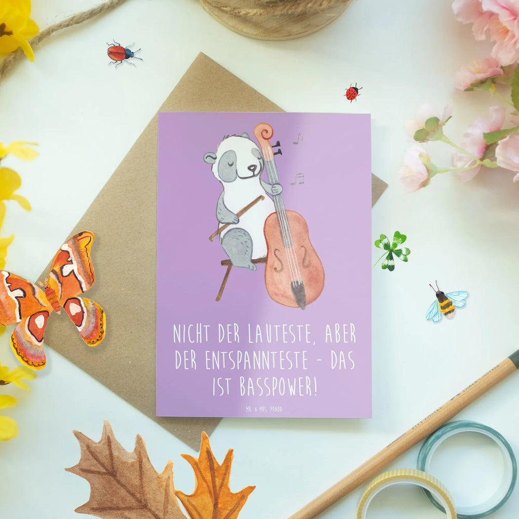 Greetings card Nicht der Lauteste, aber der Entspannteste - Das ist Basspower! Ansichtskarten, Hochzeitskarte, Grußkarte, Karte, Geburtstagskarte, Einladungskarte, Klappkarte, Glückwunschkarte, Instrumente, Geschenke Musiker, Musikliebhaber