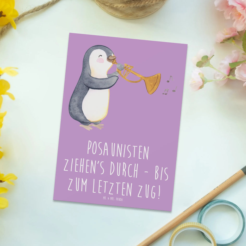 Postcard Posaunisten ziehen's durch - bis zum letzten Zug! Einladung, Postkarte, Einladungskarte, Geschenkkarte, Ansichtskarten, Dankeskarte, Einladung Geburtstag, Geburtstagskarte, Karte, Ansichtskarte, Einladungskarten Geburtstag, Grußkarte, Instrumente, Geschenke Musiker, Musikliebhaber