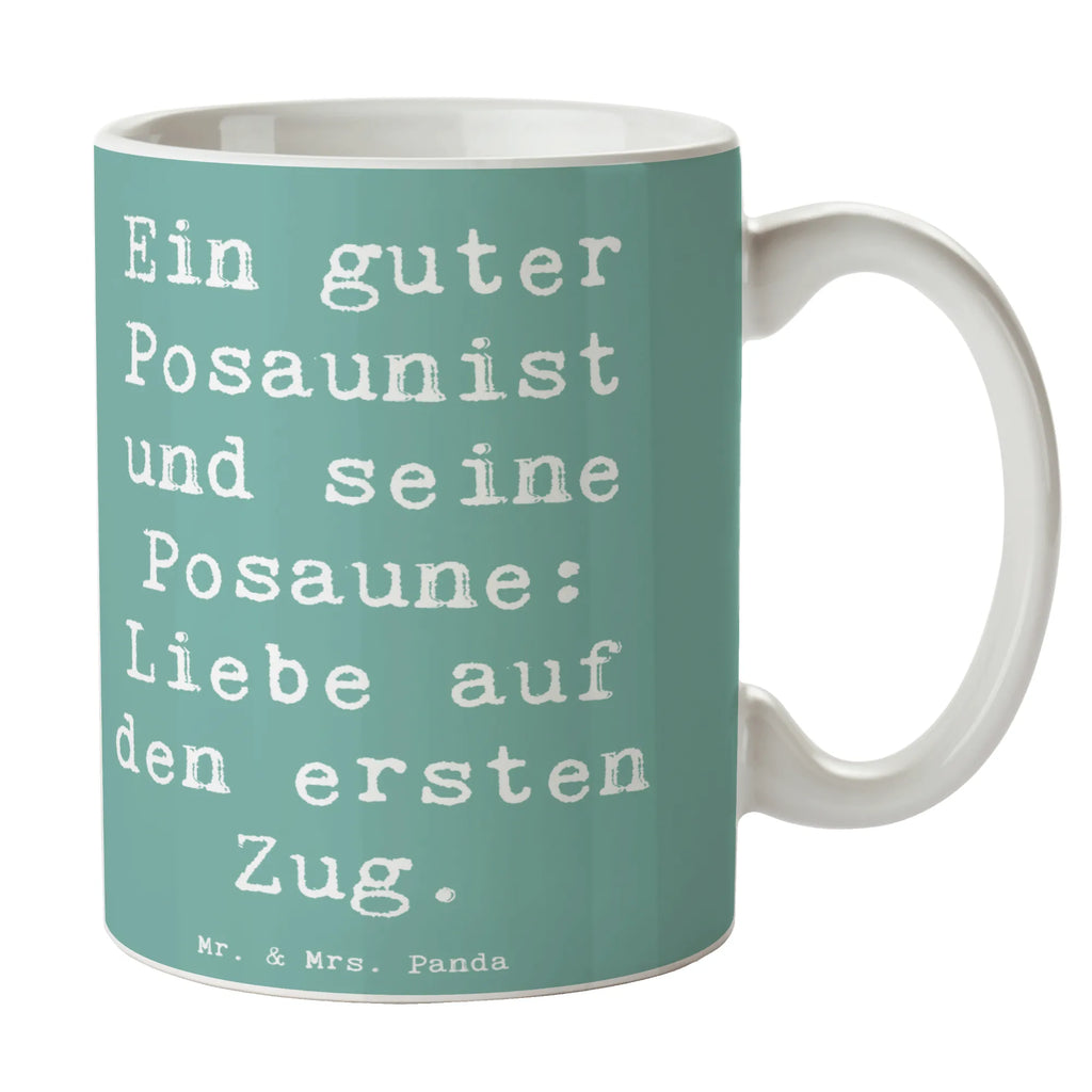 Mug Saying Ein guter Posaunist und seine Posaune: Liebe auf den ersten Zug. Tasse mit Motiven, Tasse mit Zitaten, Teetasse, Kaffeetasse, Tasse, Porzellantasse, Geschenktasse, Keramiktasse, Bürotasse, Instrumente, Geschenke Musiker, Musikliebhaber