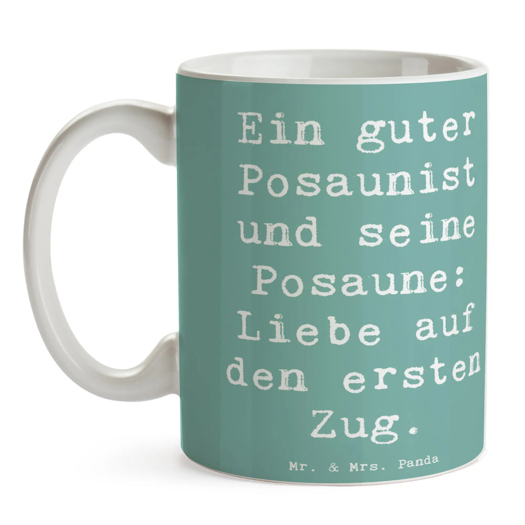 Mug Saying Ein guter Posaunist und seine Posaune: Liebe auf den ersten Zug. Tasse mit Motiven, Tasse mit Zitaten, Teetasse, Kaffeetasse, Tasse, Porzellantasse, Geschenktasse, Keramiktasse, Bürotasse, Instrumente, Geschenke Musiker, Musikliebhaber