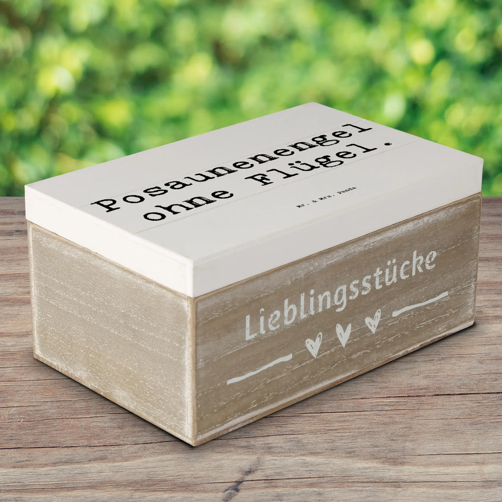 Holzkiste Spruch Engel Posaune Holzkiste, Geschenkbox, XXL, Geschenkdose, Schatulle, Erinnerungskiste, Erinnerungsbox, Truhe, Kiste, Schatzkiste, Aufbewahrungsbox, Dekokiste, Instrumente, Geschenke Musiker, Musikliebhaber