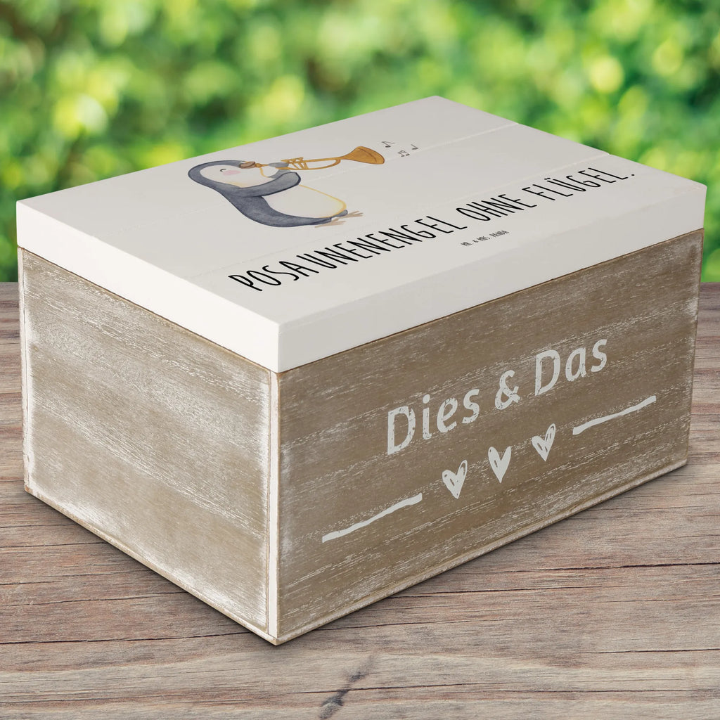 Wooden chest Posaunenengel ohne Flügel. Kiste, Truhe, XXL, Geschenkbox, Erinnerungsbox, Holzkiste, Schatulle, Erinnerungskiste, Aufbewahrungsbox, Schatzkiste, Dekokiste, Geschenkdose, Instrumente, Geschenke Musiker, Musikliebhaber
