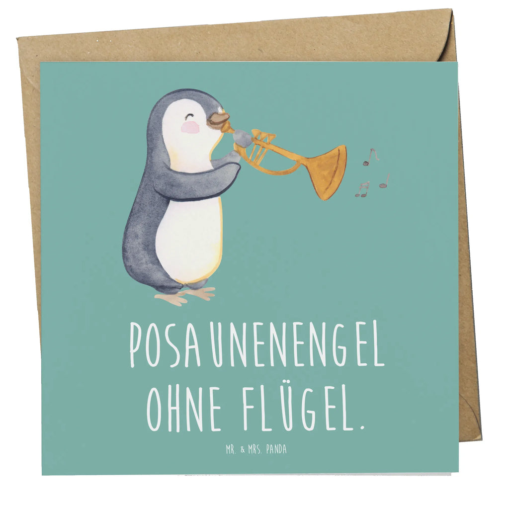 Deluxe Karte Engel Posaune Karte, Glückwunschkarte, Klappkarte, Hochwertige Grußkarte, Hochzeitskarte, Hochwertige Klappkarte, Grußkarte, Geburtstagskarte, Einladungskarte, Instrumente, Geschenke Musiker, Musikliebhaber